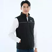 【遊遍天下】男女款防風刷毛保暖機能雙面穿背心 M 黑色