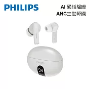 PHILIPS 主動抗噪ANC數顯無線藍牙耳機-TAT3559 白