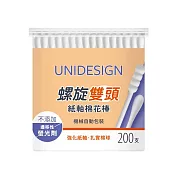 (6入組)【UNIDESIGN】白色紙軸螺旋雙頭棉花棒200支