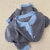 【MsMore】 撞色拼接毛衣外套針織修身假兩件上衣# 126351 FREE 灰色