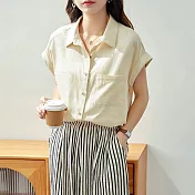 【AnZa】赫本風法式Polo領襯衫上衣(2色)       FREE 米杏
