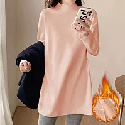 【AnZa】半高領德絨磨毛長版上衣(2色)       FREE 粉色