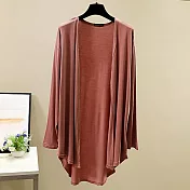 【AnZa】莫代爾長袖輕薄開衫外套(3色)     FREE 磚紅