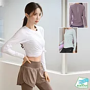 【BODYAIR嚴選】親膚連肩袖背光長袖上衣(瑜珈.慢跑.運動.健身.透氣.舞蹈.運動服) S 白