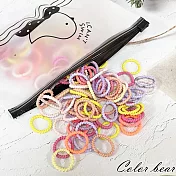 【卡樂熊】小清新迷你高彈力袋裝100入細軟髮橡皮筋/髮束- 暖色系