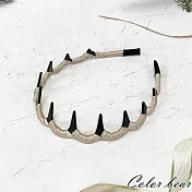 【卡樂熊】基本磨砂純色齒梳造型髮箍- 纏布卡其