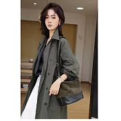 O-ni O-ni全新品精選優質頭層牛皮升級版加厚頭層牛皮磨砂麂皮時尚設計師款大容量拼接水桶包(品質保證)(bag-6156) 綠色