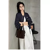 O-ni O-ni全新品精選優質頭層牛皮高級磨砂麂皮輕盈百搭蝴蝶結款大容量水桶包(品質保證)(bag-6158) 咖啡色