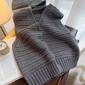 【MsMore】 學院風針織毛衣背心百搭純色上衣# 126372 FREE 灰色
