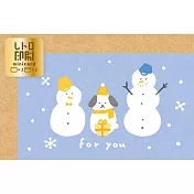 【日本Wa-Life】冬限定｜復古印刷迷你卡片 ‧ 雪人與小狗