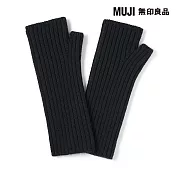 【MUJI 無印良品】美麗諾羊毛螺紋袖套 FREE 黑色
