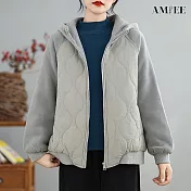 【AMIEE】加厚保暖連帽外套(KDCQ-862) M 灰色