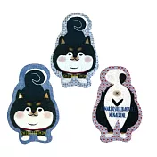 【Kusuguru Japan】日本眼鏡貓 清潔海棉 療癒的家事系列造型海綿刷三件組-柴尻君 -黑色款