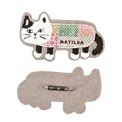 【Kusuguru Japan】日本眼鏡貓 胸針 相良刺繡絨毛立體造型胸針-Matilda-san款  -米色