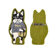【Kusuguru Japan】日本眼鏡貓 胸針 相良刺繡絨毛立體造型胸針-Animal Mode系列-鬥牛犬款 -綠色