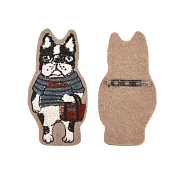 【Kusuguru Japan】日本眼鏡貓 胸針 相良刺繡絨毛立體造型胸針-Animal Mode系列-鬥牛犬款 -米色