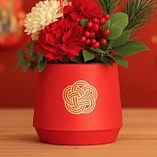【日本Green House】迎春招福 緣結 塑膠盆栽M ‧ 紅