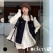 【Lockers 木櫃】丹寧加絨馬甲外套 L114103101 黑色M