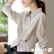 【Lockers 木櫃】法式通勤收腰襯衣 L114103103 卡其色M