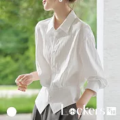 【Lockers 木櫃】法式通勤收腰襯衣 L114103103 白色M