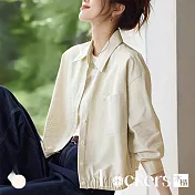 【Lockers 木櫃】微皺肌理休閒外套 L114103107 米白色M
