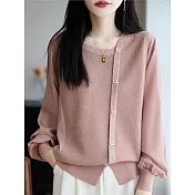 【MsMore】 大碼針織衫雪紡長袖拼接遮肚子上衣# 126444 FREE 玫紅色