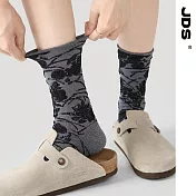 【JDS設計襪】精梳棉塗鴉設計襪    月落星沉 灰黑