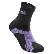 「品質卓越 台灣製造」adidas P5.1極致高機能中筒運動襪_6入組 M 黑色底/紫logo