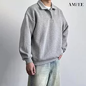 【AMIEE】復古翻領長袖上衣(男裝/KDTQ-190) M 灰色