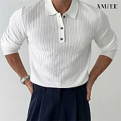 【AMIEE】純色針織打底上衣(男裝/KDTQ-107) L 白色