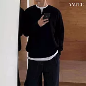 【AMIEE】痞帥寬鬆針織衫(男裝/KDTQ-Z85) M 黑色