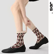 【JDS設計襪】精梳棉塗鴉設計襪    矩陣之舞  米色