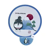 【Kusuguru Japan】日本眼鏡貓 扭扭扇 迷你折疊圓扇 抗UV補光扇-富土山系列柴尻君 -淺藍色