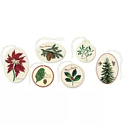 美國 Cavallini & Co. Christmas Gift Tags 聖誕小吊卡6入組 _聖誕松果與花卉