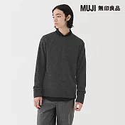 【MUJI 無印良品】男羊毛可水洗中密織圓領針織衫 S 墨灰