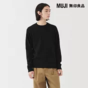 【MUJI 無印良品】男羊毛可水洗中密織圓領針織衫 S 黑色