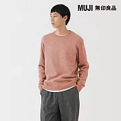 【MUJI 無印良品】男羊毛可水洗中密織圓領針織衫 S 粉紅