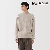 【MUJI 無印良品】男羊毛可水洗中密織圓領針織衫 S 粉米