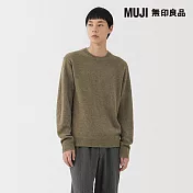 【MUJI 無印良品】男羊毛可水洗中密織圓領針織衫 S 卡其綠