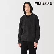 【MUJI 無印良品】男羊毛中密織螺紋V領針織衫 S 墨灰