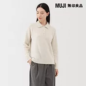 【MUJI 無印良品】女羊毛混毛絨POLO針織衫 S 粉米