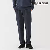 【MUJI 無印良品】男防風內起毛彈性錐形褲 S 暗藍