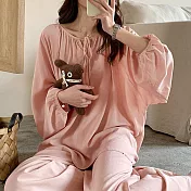 【AnZa】中大尺碼雲朵棉居家服睡衣上衣長褲(3色) FREE 粉色