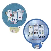 【Kusuguru Japan】日本眼鏡貓 扭扭扇 迷你折疊圓扇 抗UV補光扇-NEKOMARUKE貓丸款 -藍綠色