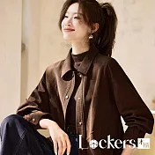 【Lockers 木櫃】可麗露風仿麂皮短外套 L114110504 棕色M