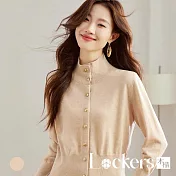 【Lockers 木櫃】排扣針織短版毛衣外套 L114110506 米杏色M