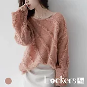 【Lockers 木櫃】馬海毛軟糯露肩一字領毛衣 L114110508 瑪瑙橘M