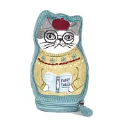 【Kusuguru Japan】日本眼鏡貓 零錢包 筆袋 毛茸茸立體造型萬用小物隨身包 Animal Mode系列 -折耳貓款