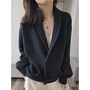 【MsMore】 時尚V翻領寬鬆毛衣外套上衣# 126409 FREE 灰色