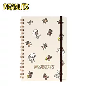 【日本正版授權】史努比 B6 方格筆記本 日本製  - 咖啡色款